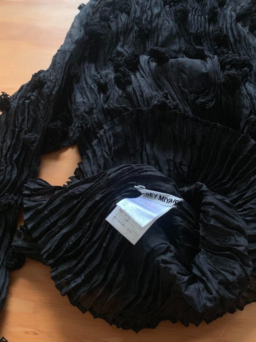 Issey Miyake Chiffon Pom Pom Turtleneck Top Black, M - Picture 8 of 8